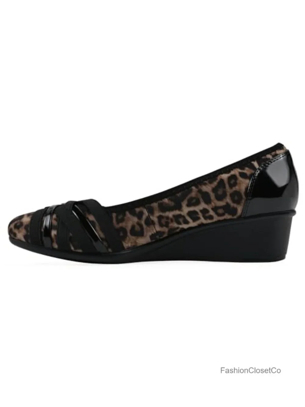 Womens Ballet Wedge Heels Cushioned Woven Pull-On Round Toe